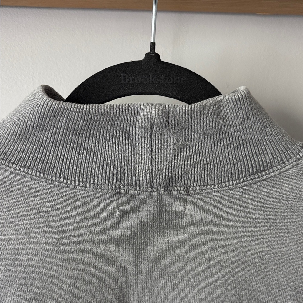 L.L.Bean Vintage 90’s Rugby Mock-neck Long-sleeve Shirt gray heather stripes - Picture 5 of 12